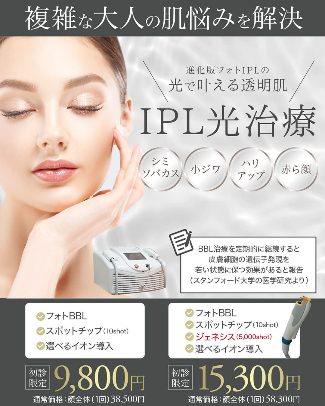 フォトフェイシャル,フォトBBL,BBL光治療,IPL治療,シミ治療,美白治療,シミ・ソバカス,美肌治療