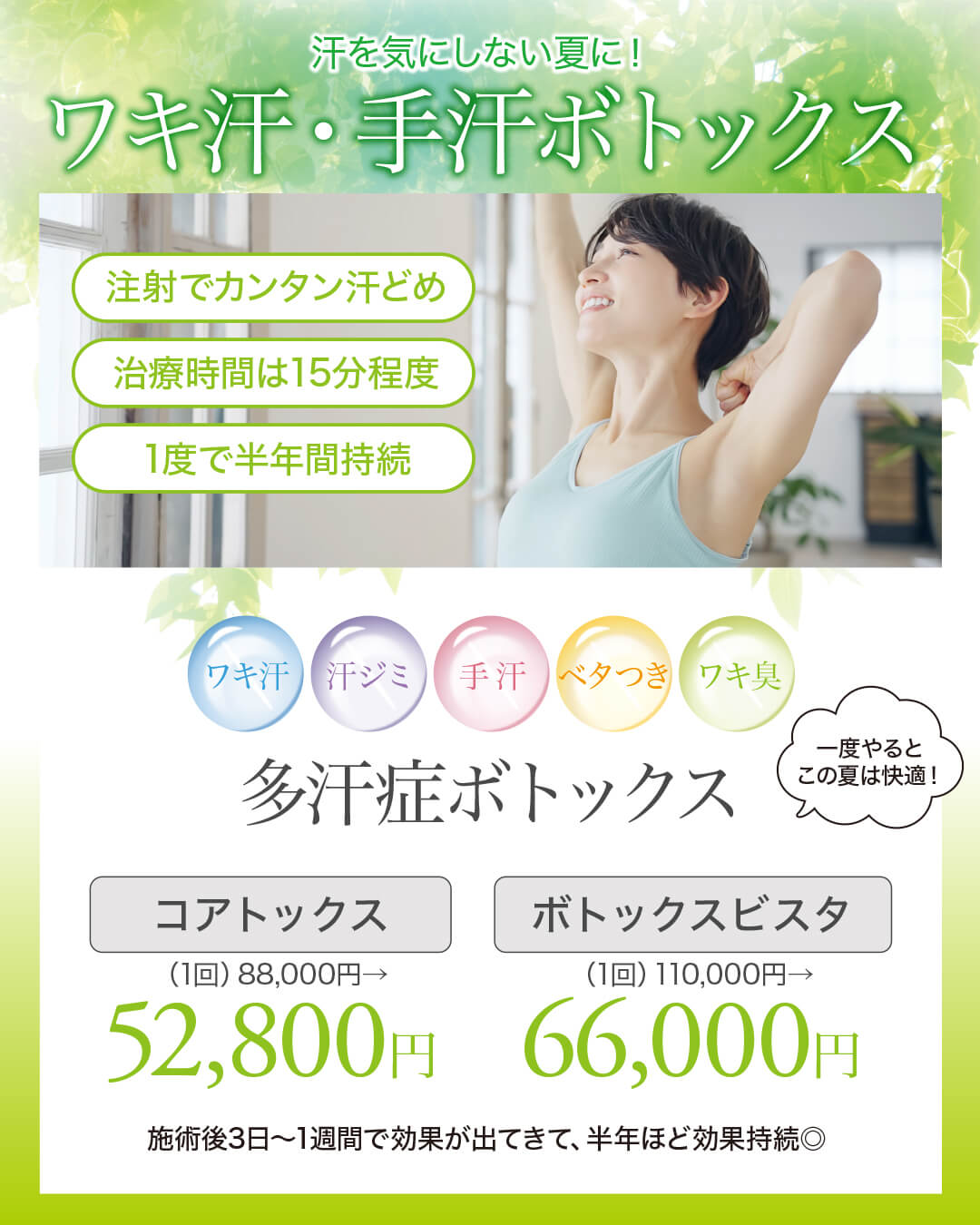 多汗症ボトックス,汗止め注射,ワキボトックス,ワキ汗,手汗